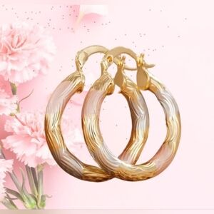 NEW Chunky Gold Plated Hoop Earrings - Yellow/White/Rose Gold-Toned